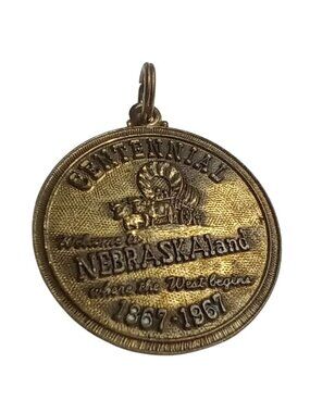 True Vtg 1967 NEBRASKA NEBRASKALAND DAYS ANNIVERSARY Charm Pendant 1"